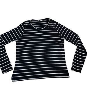 Cloud Chaser black and white striped lightweight sweater SZ L - great basic